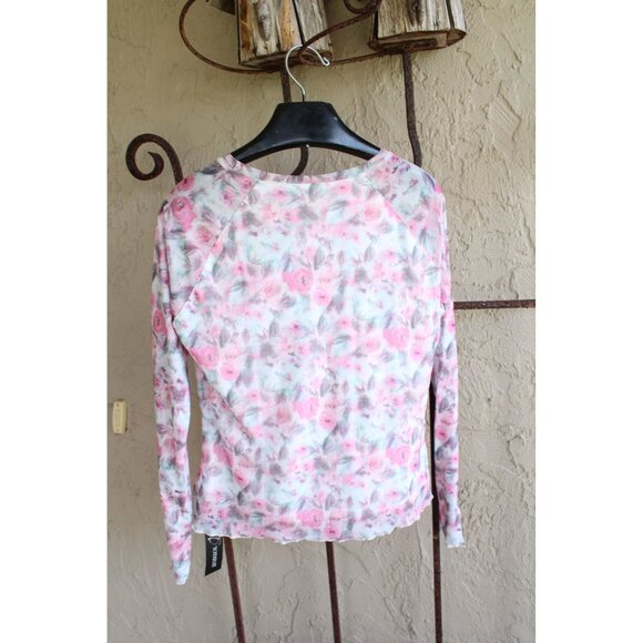 Totatuit Mesh Top Long Sleeve Pink Rose Print Ladies XL w/ Tags 93335 - Picture 4 of 8